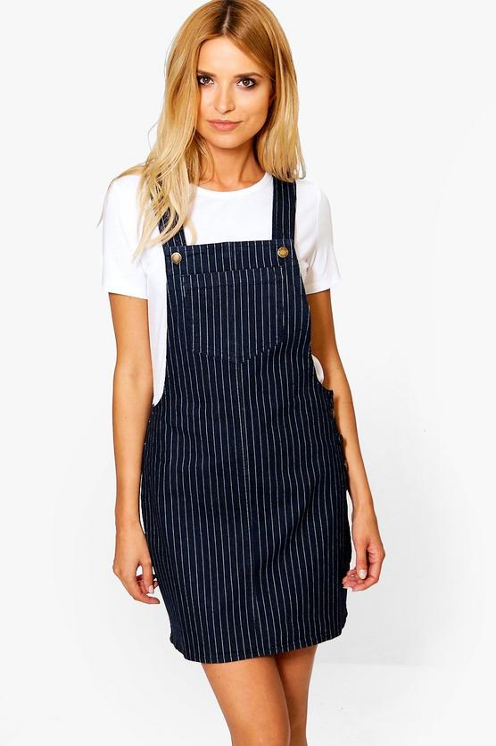 Kirsty Stripe Denim Pinafore Dress